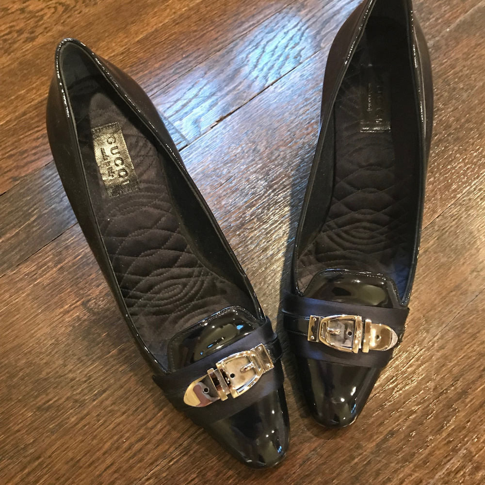 Gucci Black Patent Leather Pumps Size 8 1/2 C
